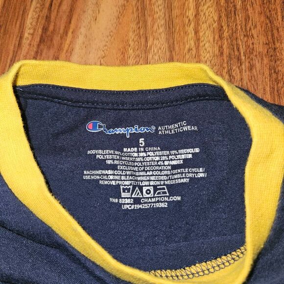6 for $25 🎃 Champion Authentic Athleticwear Color Block Blue Tee Boys Size 5 - Picture 3 of 4